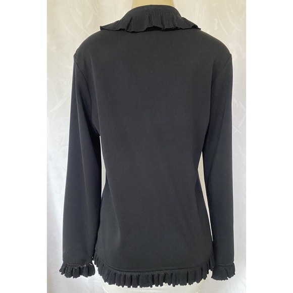 Exclusively Misook Black Jacket Cardigan Sweater Long Sleeve Knit Ruffle… - Picture 7 of 8